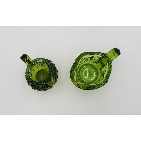 LE Smith Hobstar Daisy Button Avocado Green Petite Small Creamers Pitchers 3PC - Picture 8 of 10